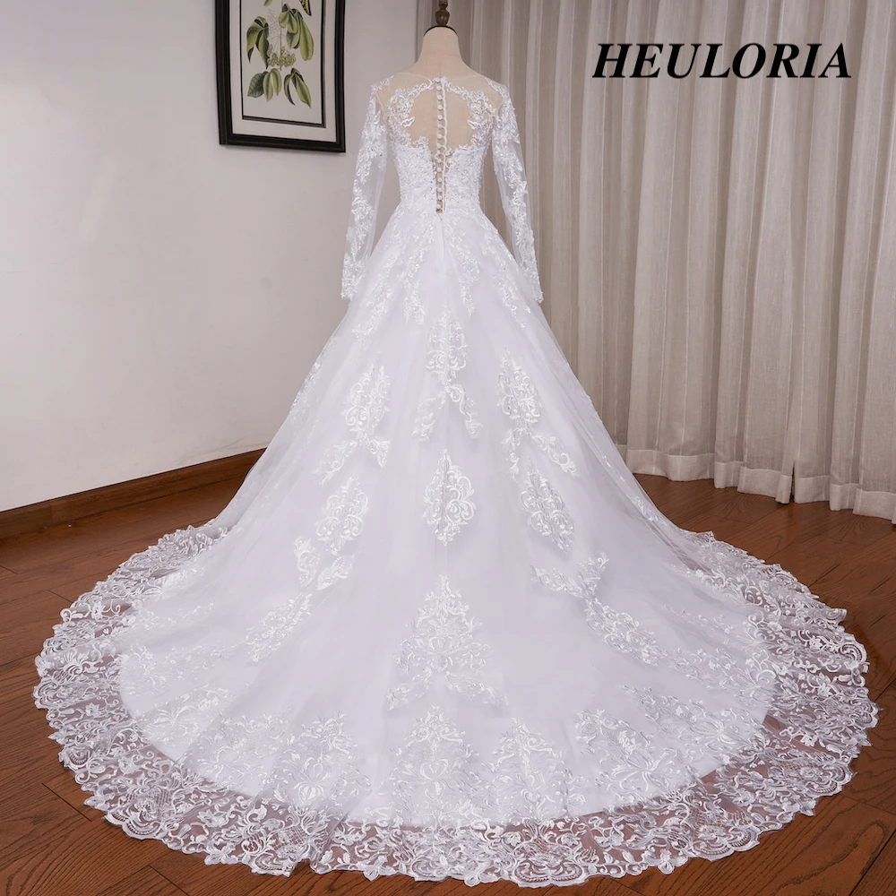 HEUIA LORIA-Princesa vestido de baile, vestido de noiva manga comprida, querida, plus size, vestido de noiva, trem tribunal