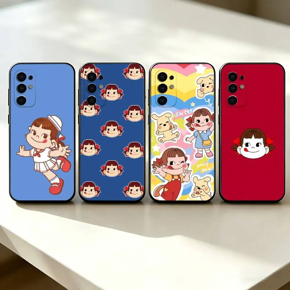 F-FUJIYA Cartoon P-Peko-chan-n  Phone Case Black Silicone Soft For Samsung S25,S24,S21,S22,S23,S30,Ultra,S20,Plus,Fe,Lite