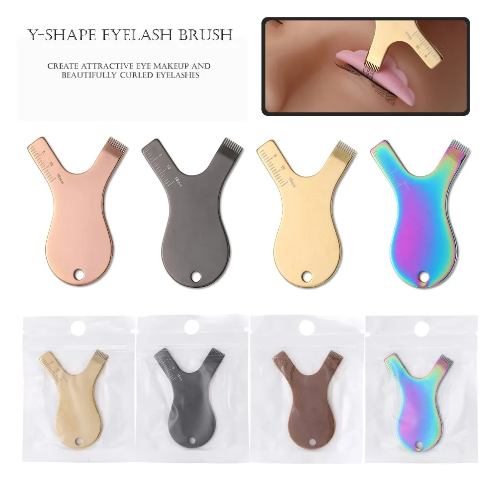 Stainless Steel Y Shaped Lash Comb with Measurement Scale Eyelash Separator Tool for Lash Extensions and Lifting Beauty Supplies