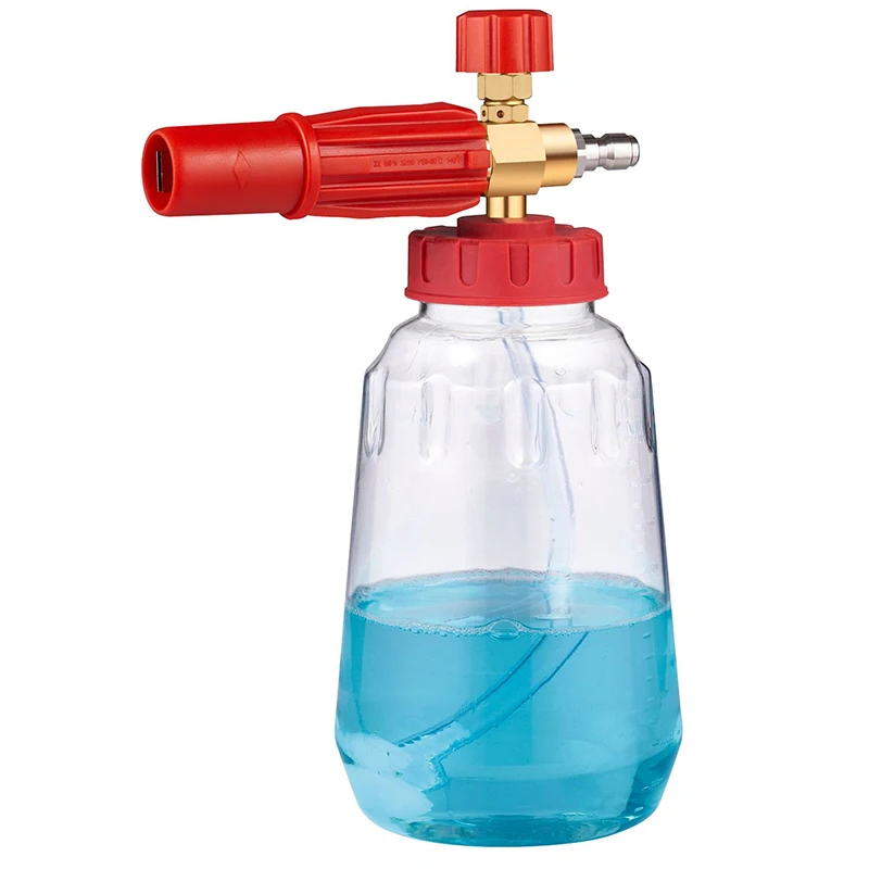 

Наконечник для пены для мойки автомобиля 1 л для быстрого разъема 1/4 Пистолет для мойки автомобилей высокого давления Наконечник для пены под давлением Генератор пены