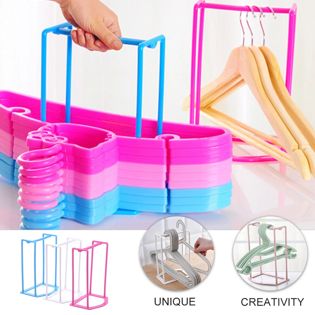 

3pcs Hanger Storage Rack Plastic Home Organizer Non-Perforating Clothes Hanger Holder Space-Saving Multifunctional Shelf