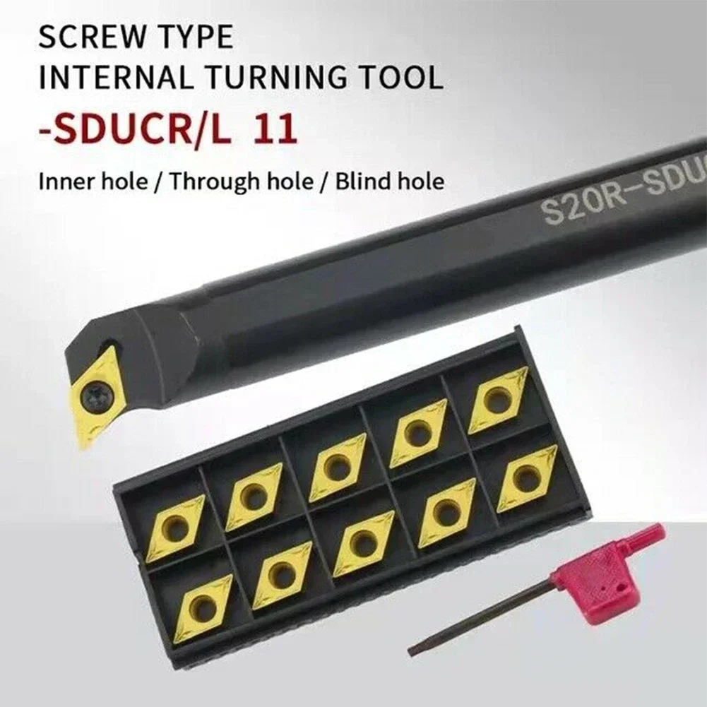 

0R-SDUCR11 Turning Tool Holder 20X200mm Lathe Turning Boring Bar Tool + Rt DCMT11T304 Stainless Steel Blade DCMT32.51