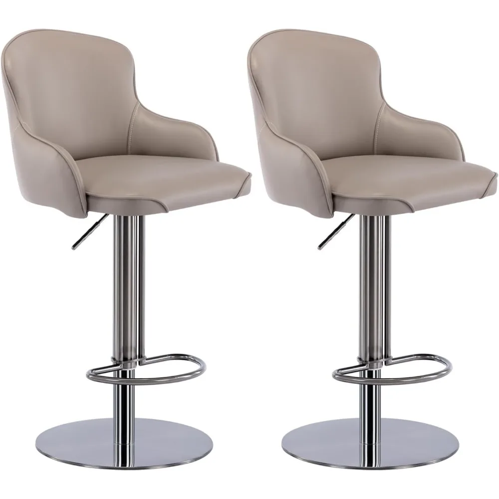 

Black Titanium Stainless Steel Bar Stools,Grade Modern Leather Bar Chair with Backrest,Swivel Adjustable Height for Kitchen
