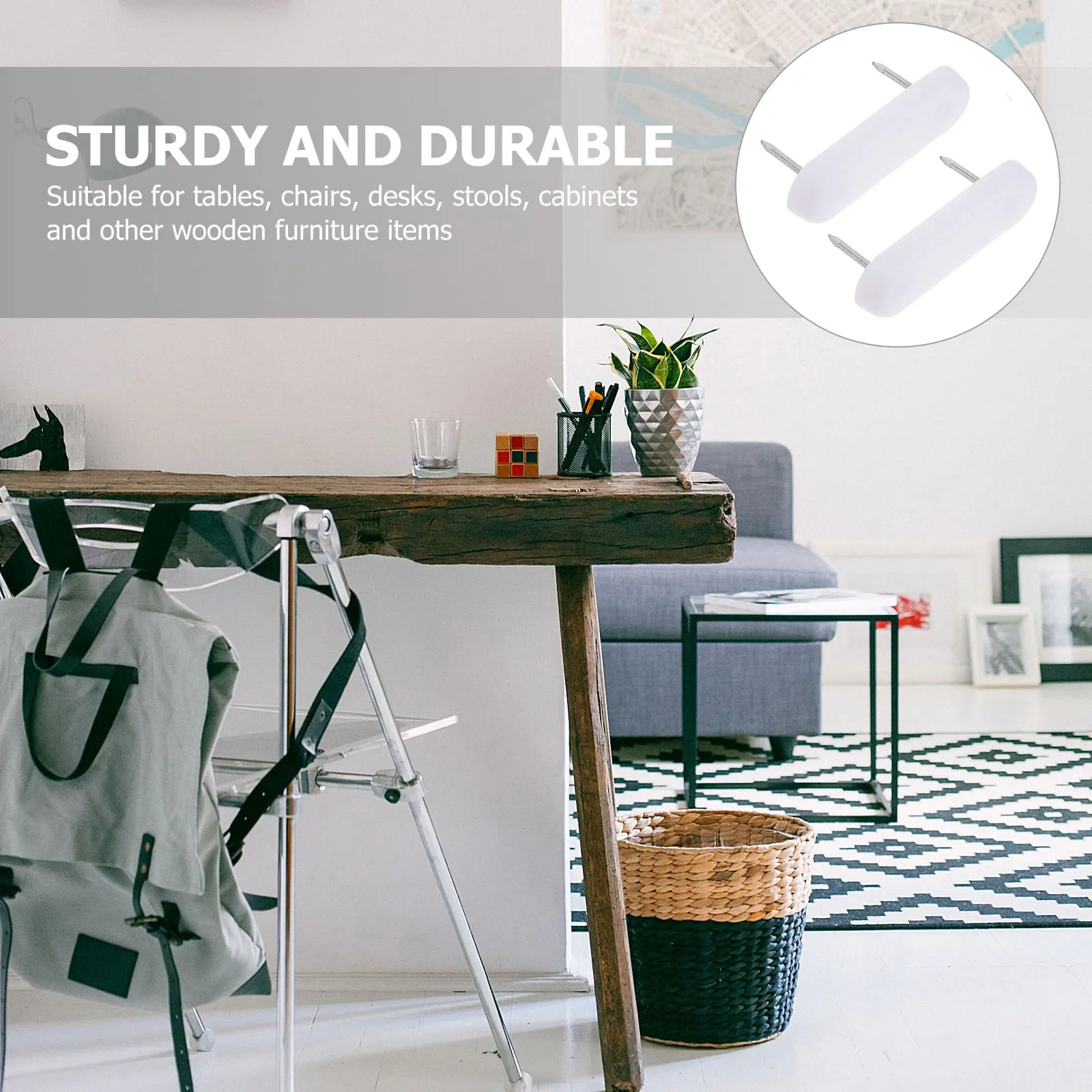 

100Pcs Furniture Glide Nails Plastic Head Double Pins Chair Table Legs Protector Non-Slip Chair Feet Pads Furniture Accessories