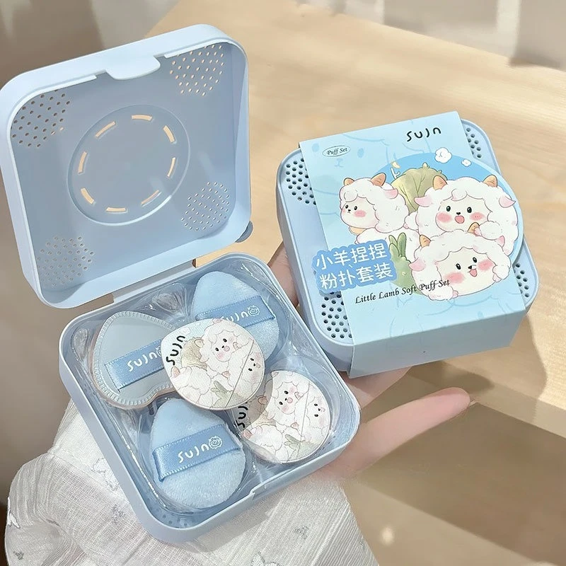 Juego de 5 Esponjas de Maquillaje Suaves y Esponjosas en Forma de Oveja Azul, Esponja de Maquillaje con Efecto de Cojín de Aire, Herramienta de Maquillaje para Iluminar, Difuminar y Aplicar Corrector, Venta al por Mayor