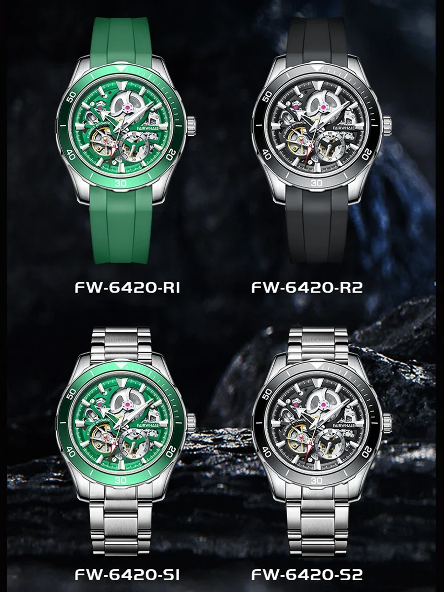 42mm High-End Automatic Watch Luxury Watches Install Automatic Mechanical Movement Transparent Back Cover Man Sports Wristwatch