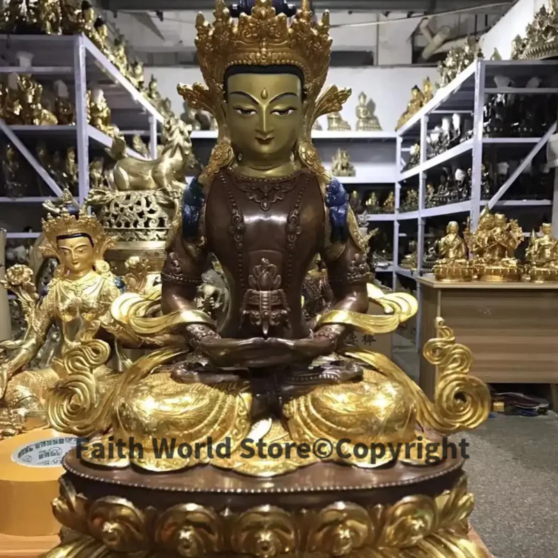 46CM Large Huge High-grade quality gilding gold Buddha statue HOME family Temple Tibet Nepal Lotus Amitayus Tathagata Buddha