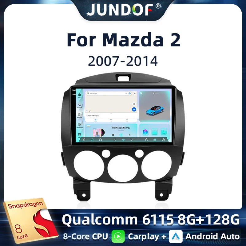 

Jundof Qualcomm 2 din Android 13 Auto Car Radio Multimedia For MAZDA 2 Mazda2 2015 - 2019 GPS Navigation Carplay Stereo Player