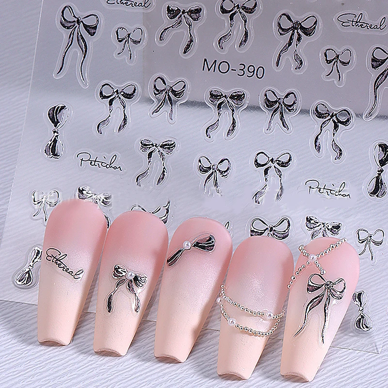 مذهب Bowknot مسمار الفن ملصق الإغاثة الشريط القوس تصاميم المتزلجون ذاتية اللصق الشارات ل مانيكير ملحق مسمار الديكور