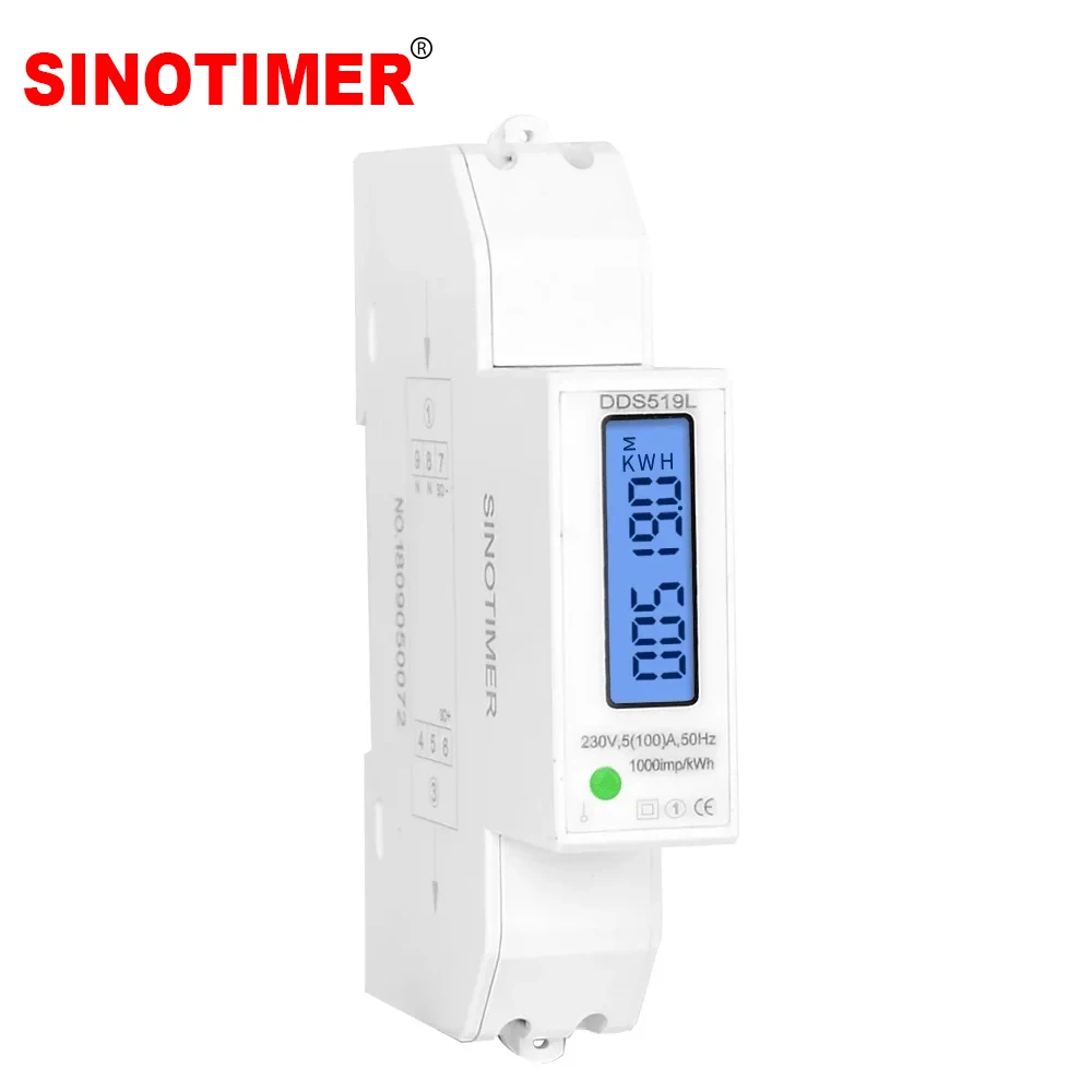 Electrical Instruments AC 220V 100A Heavy Load Single Phase 2 Wire Wattmeter LCD Digital Power Meter Backlight Display DIN Rail
