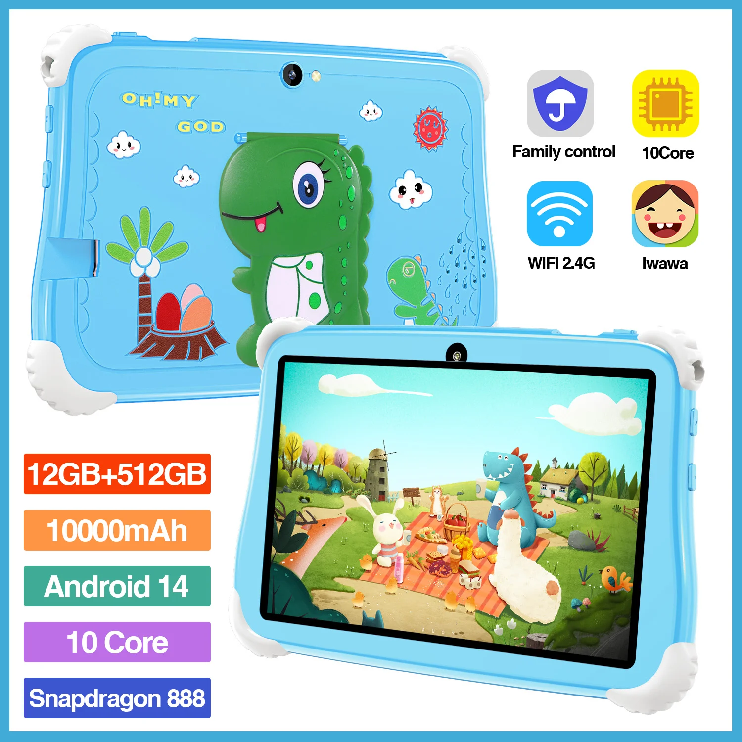 

2024 Global Model Kids Tablet 7 inch Toddler Tablet WiFi Shockproof Protective Case Hot Kids Tablet PC Puzzle Enlightening Toys