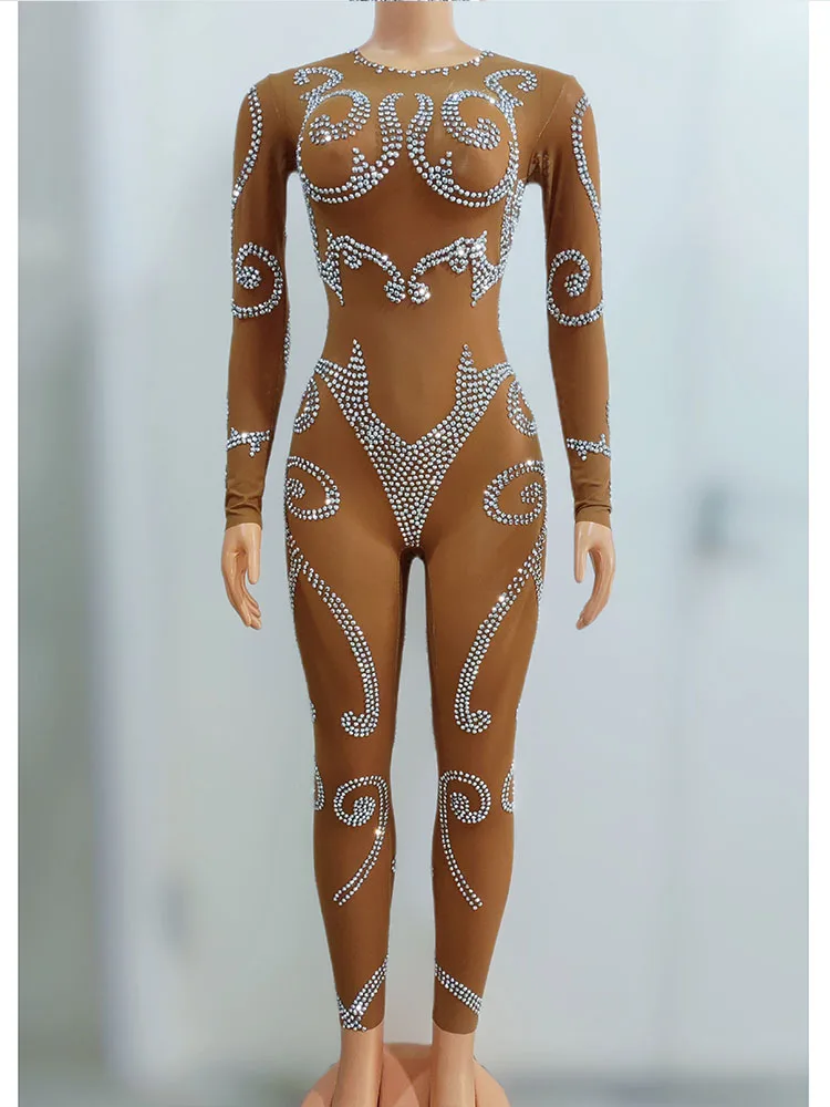 

High Quality Hot Diamond Elastic Jumpsuit 2024 New Fashion Customized Women'S Clothing