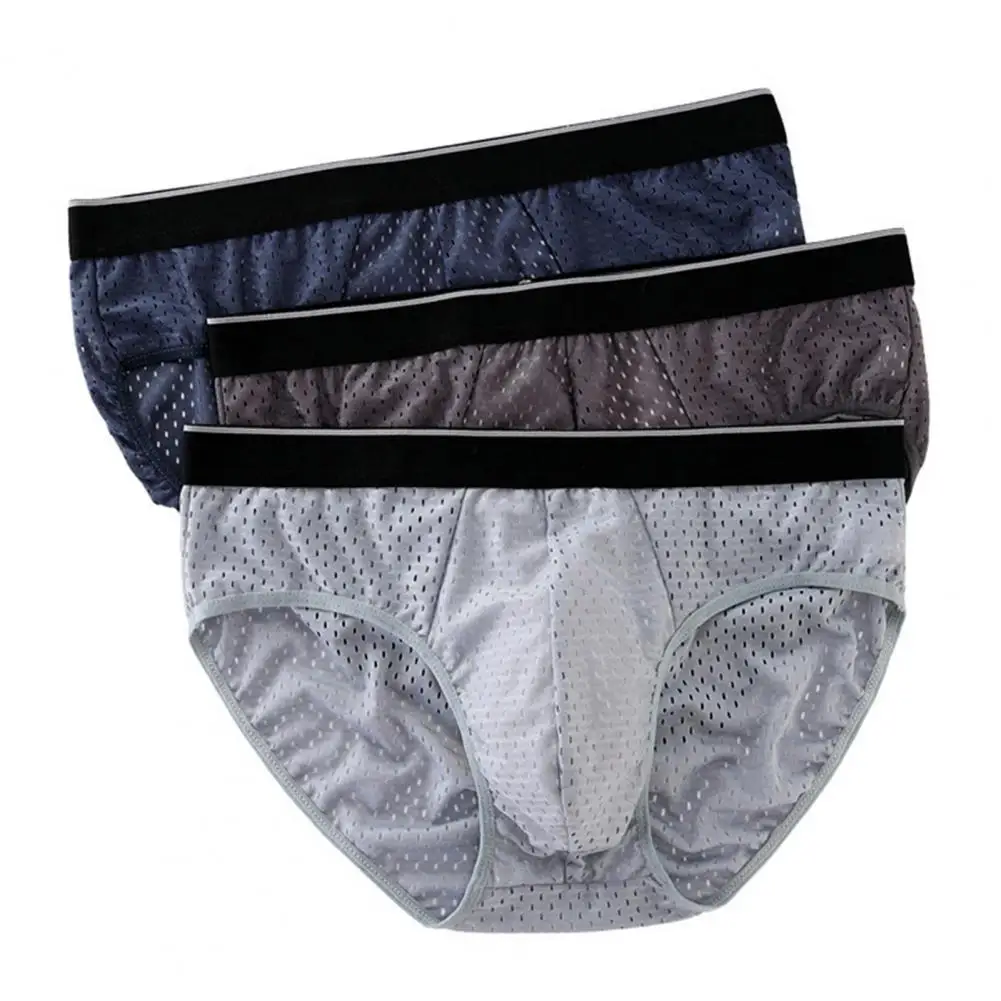 Men Panties Breathable Mesh Elastic No Trace Inside Wearing Ice Silk Sexy Male Underwear Briefs