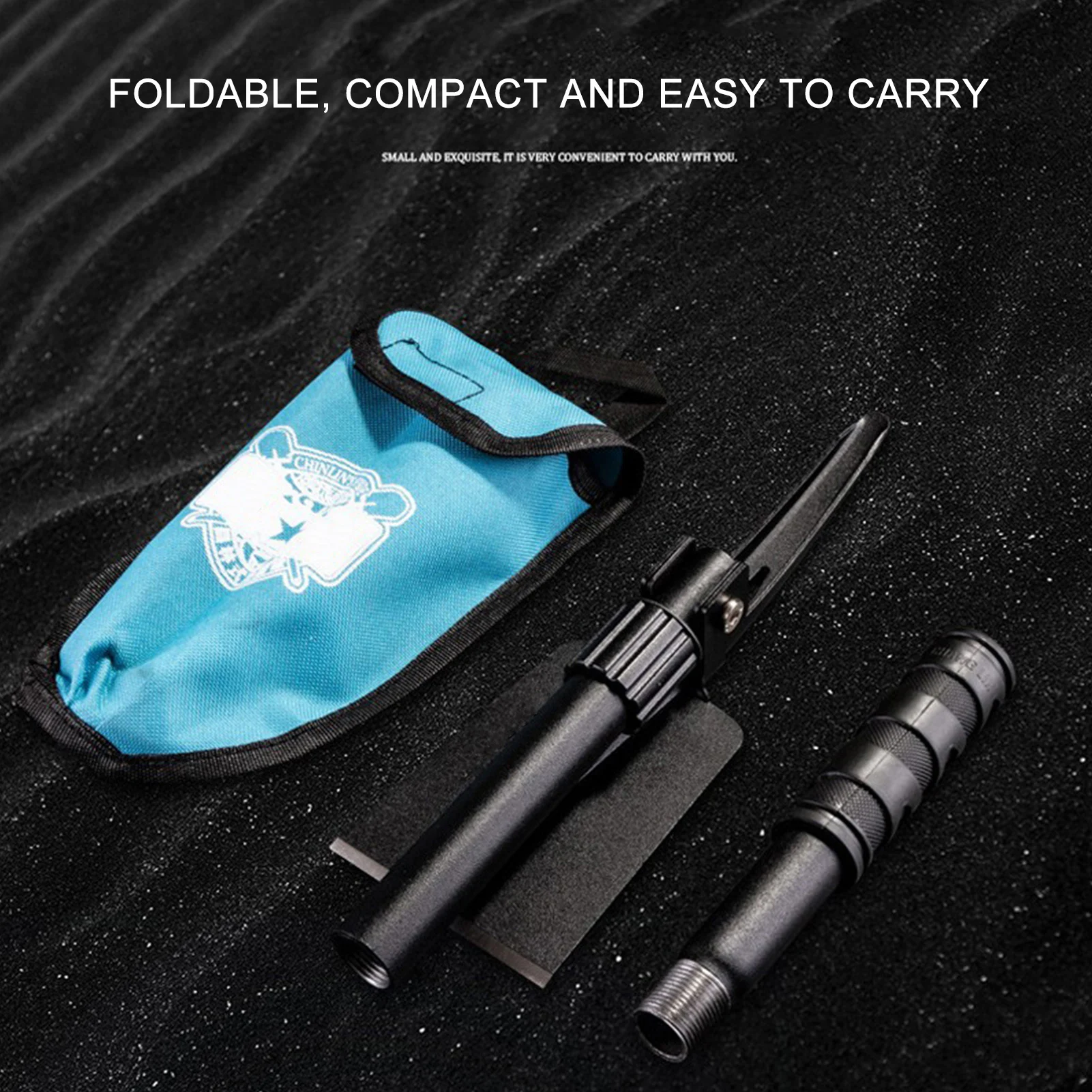 Foldable Camping Shovel Pickaxe Hoe Outdoor Emergency Multifunction Gardening Tool For Digging Ditching With Carrying Bag