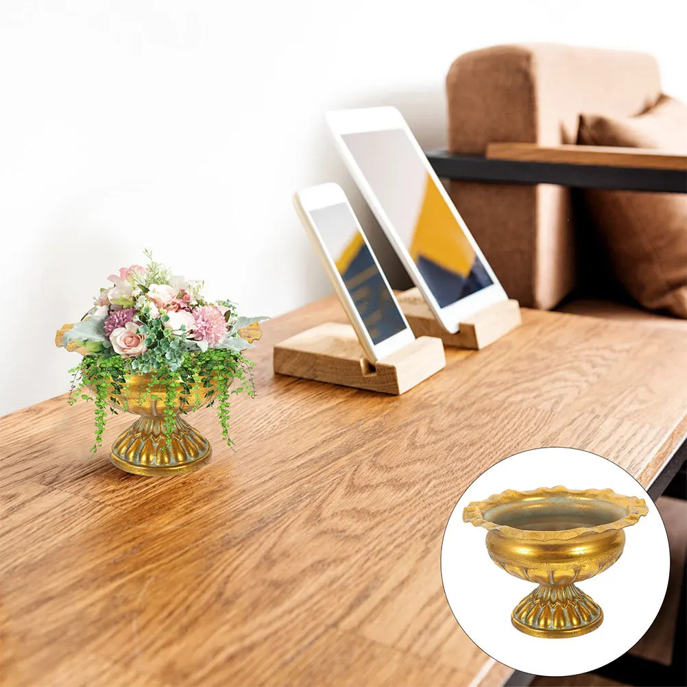 

2Pcs Metal Roman Urn Planter Vintage Decorative Flower Pot Indoor Outdoor Wedding Centerpiece Vase Elegant Retro Flower Vase