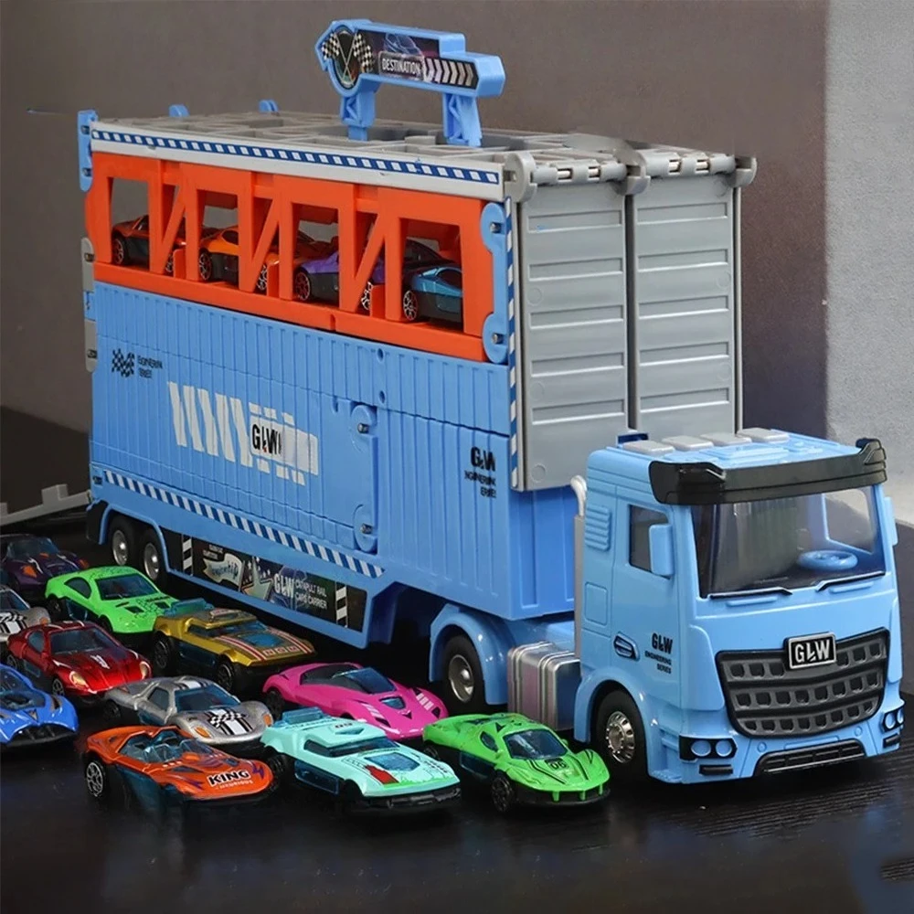 

Children's alloy storage box engineering truck car transport vehicle toy deformation large truck catapult car toy gift