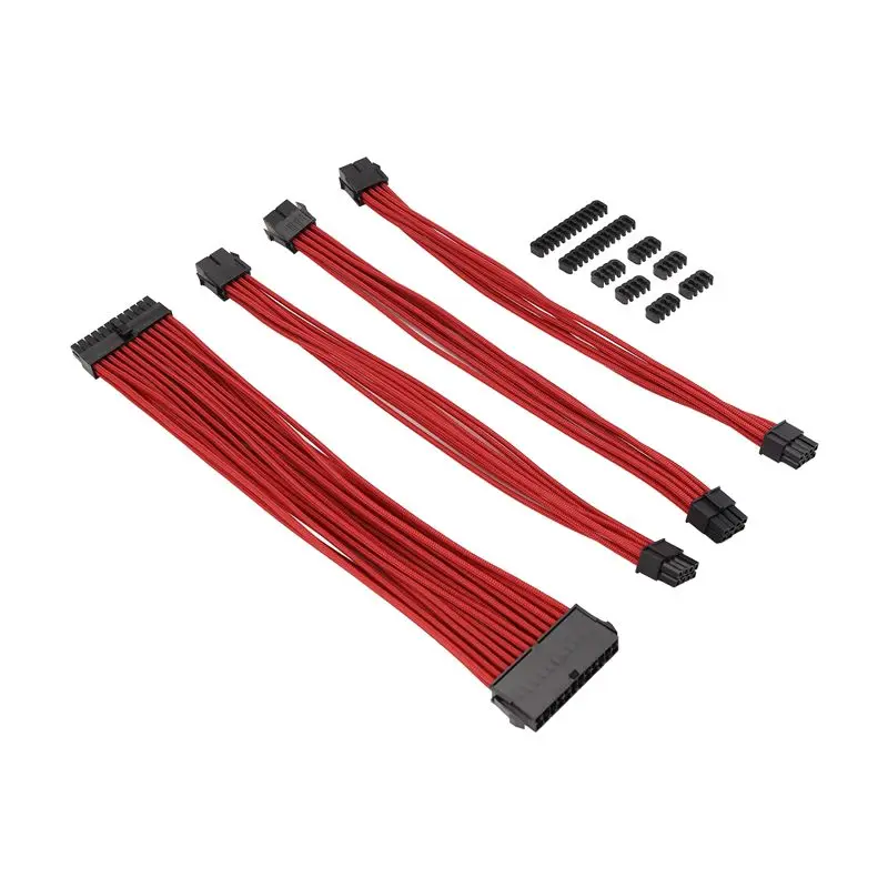 

A14E-9-дюймовый комплект плетеных удлинительных кабелей, базовый удлинительный кабель для корпуса ПК, расческа в комплекте ATX, 24-контактный PCIE, 6 + 2-контактный процессор, 4 + 4-контактный