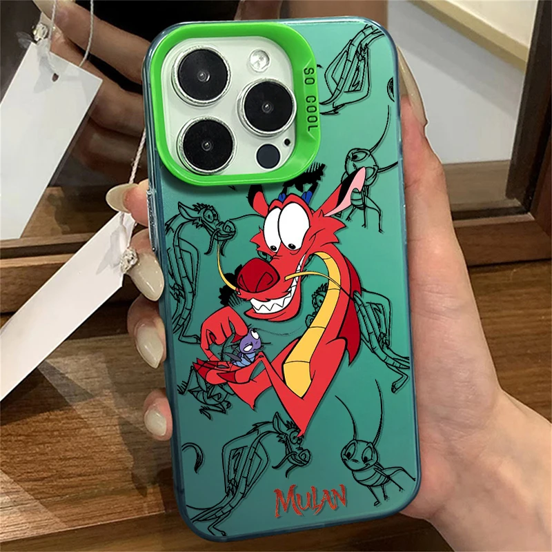 Disney Mulan Dragon Anime per iPhone Apple 15 14 13 12 11 XS XR X 8 7 Pro Max Plus custodia per telefono antiurto in argento colorato Coque