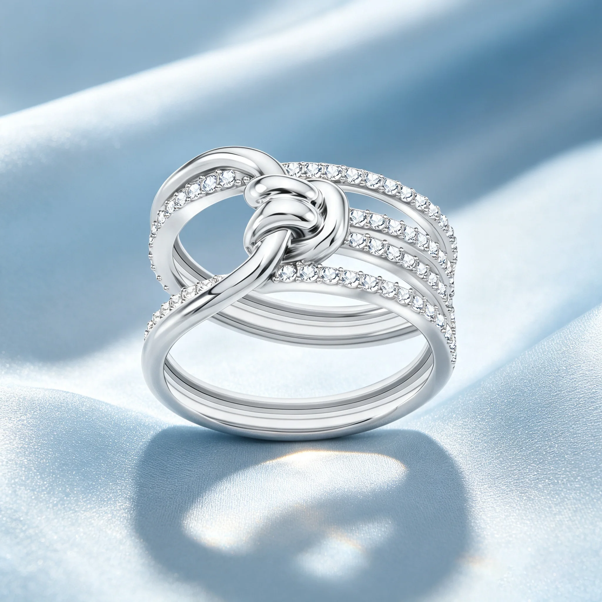 Women's Multilayer Stackable Open CZ Butterfly Floral Ring