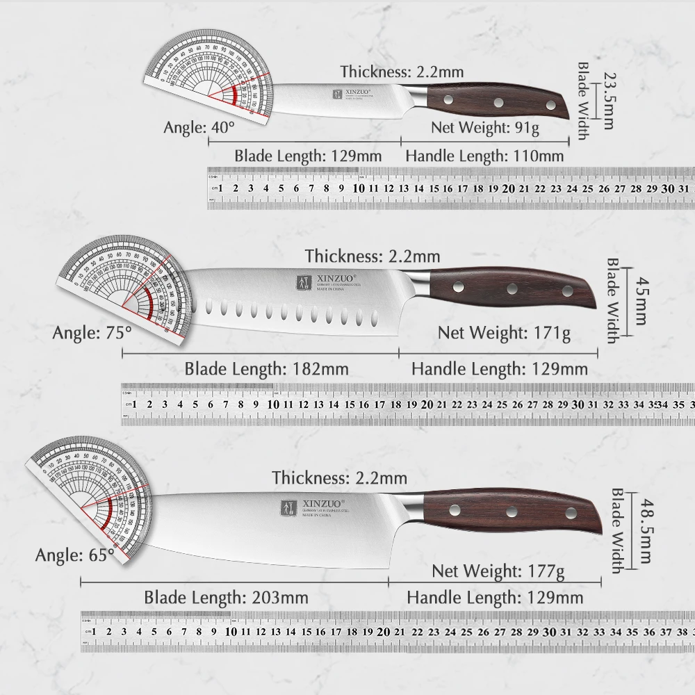 XINZUO 7PCS Knife Set With Holder & Scissors High Carbon Stainless Steel Knives Sets Vegetable Steak Best Chef Kitchen Tools