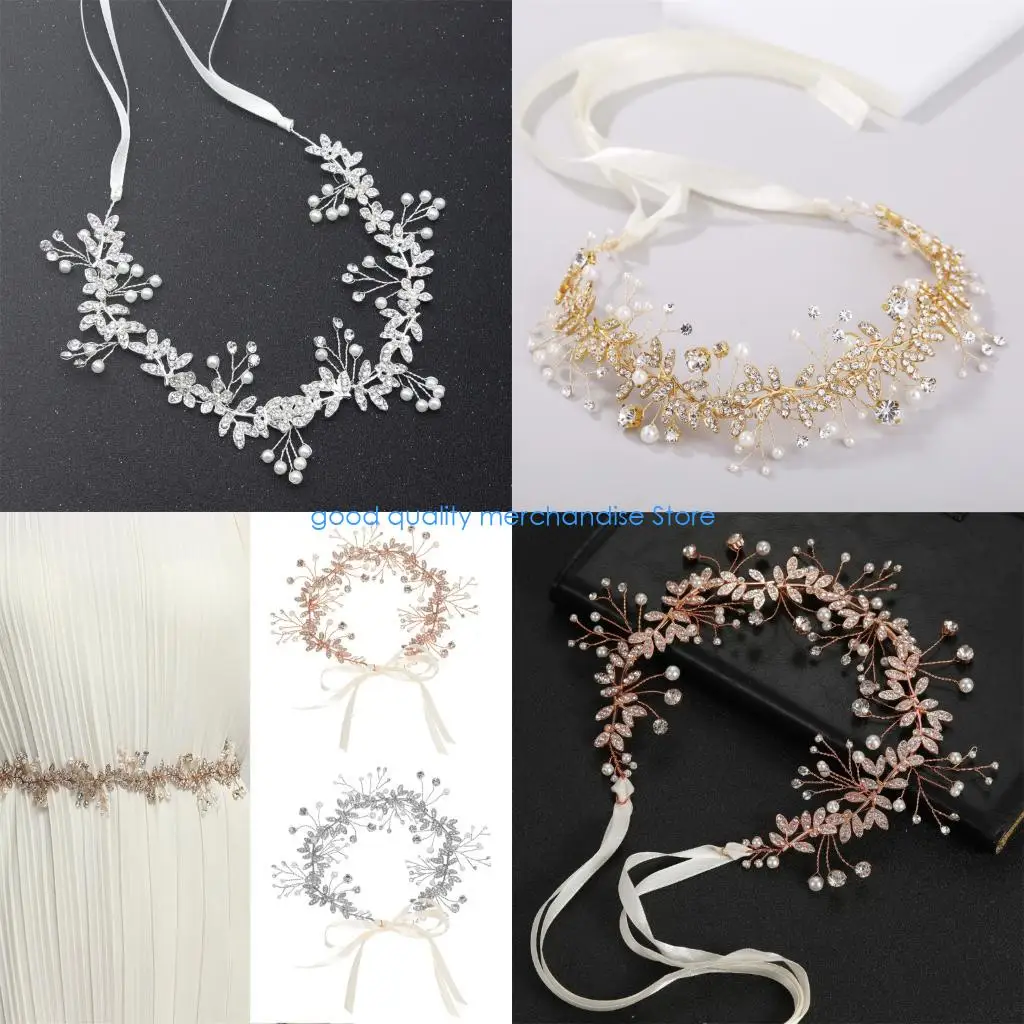 Y5JD حزام خصر كريستال لؤلؤي قابل للتعديل حزام خصر أنيق خصر ديكورات لفستان زفاف العروس والمناسبات الرسمية #1