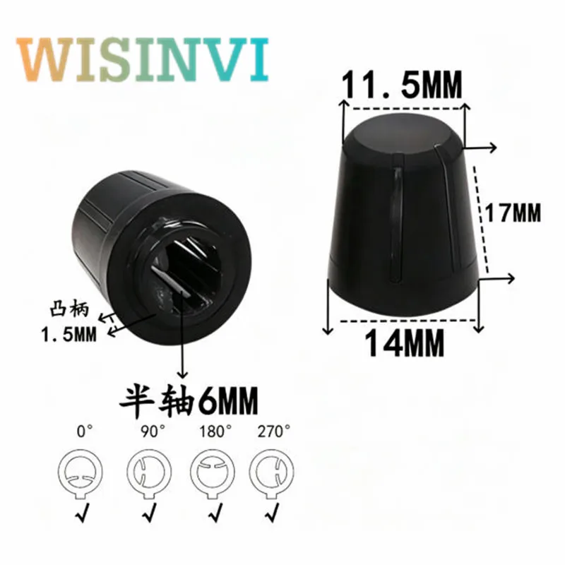 5pcs 14×17mm Light Transmitting Potentiometer Knob 6mm D Shaft Rotary Knob Cap Amplifier Volume LED Light Guide Plastic Knob Cap