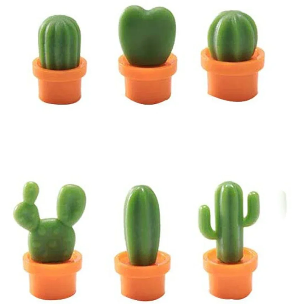 6pcs Cactus Fridge Magnet Refrigerator Magnetic Sticker 3D Cute Succulent Plant Message Board Reminder Home Decoration Kitchen