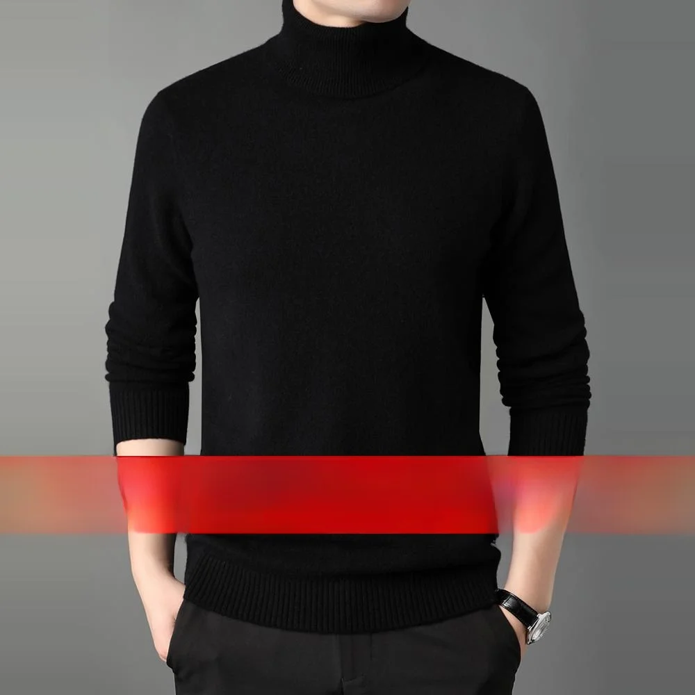 Thickened High Collar Knitted Sweater Pure Color Men's Winter Large Size Cashmere Pullover Fashion Urban Sle Long Sleeve