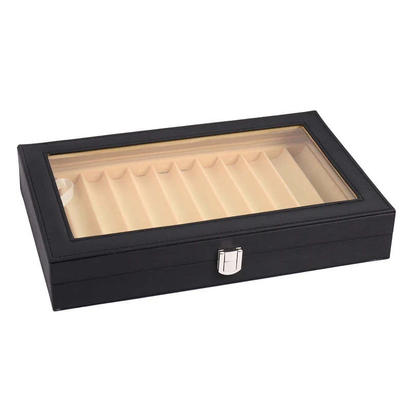 PU Leather Display Pen Storage Box, Caixa de caneta 12, Lápis