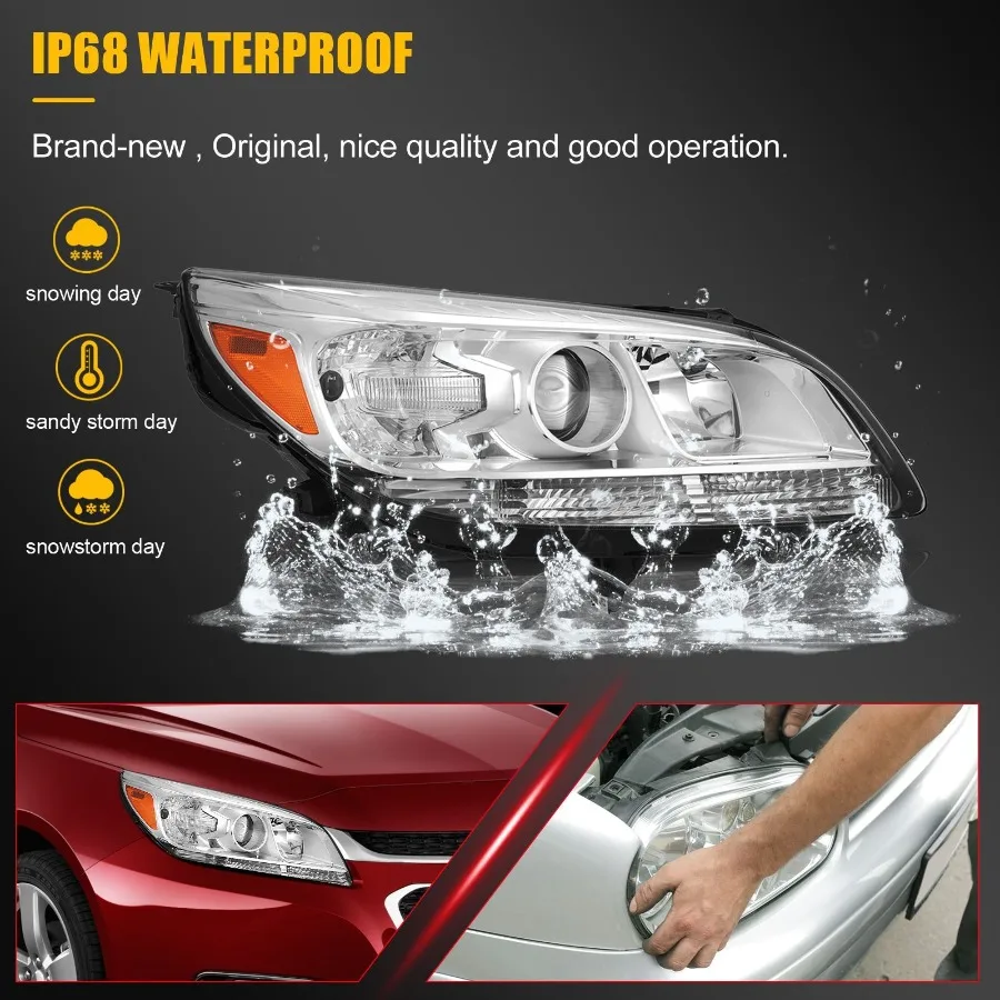 For 2013-2016 Chevy Malibu LT LS LTZ Sedan 4Dr Chrome Housing Headlight Assembly