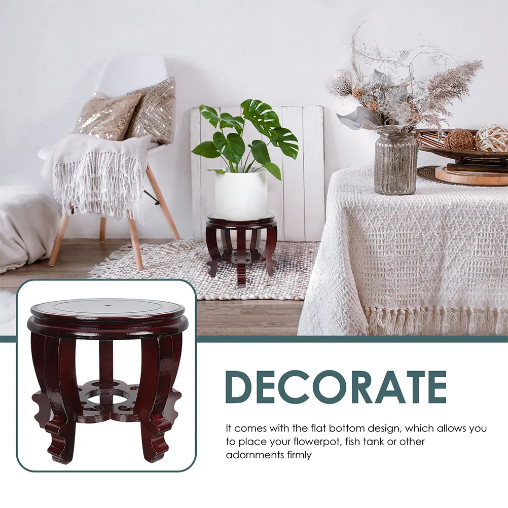 

Wooden Fish Tank Pedestal Home Decor Centerpiece Water Lily Bowl Versatile Wooden Base Aquarium Wood Base High Foot Wood