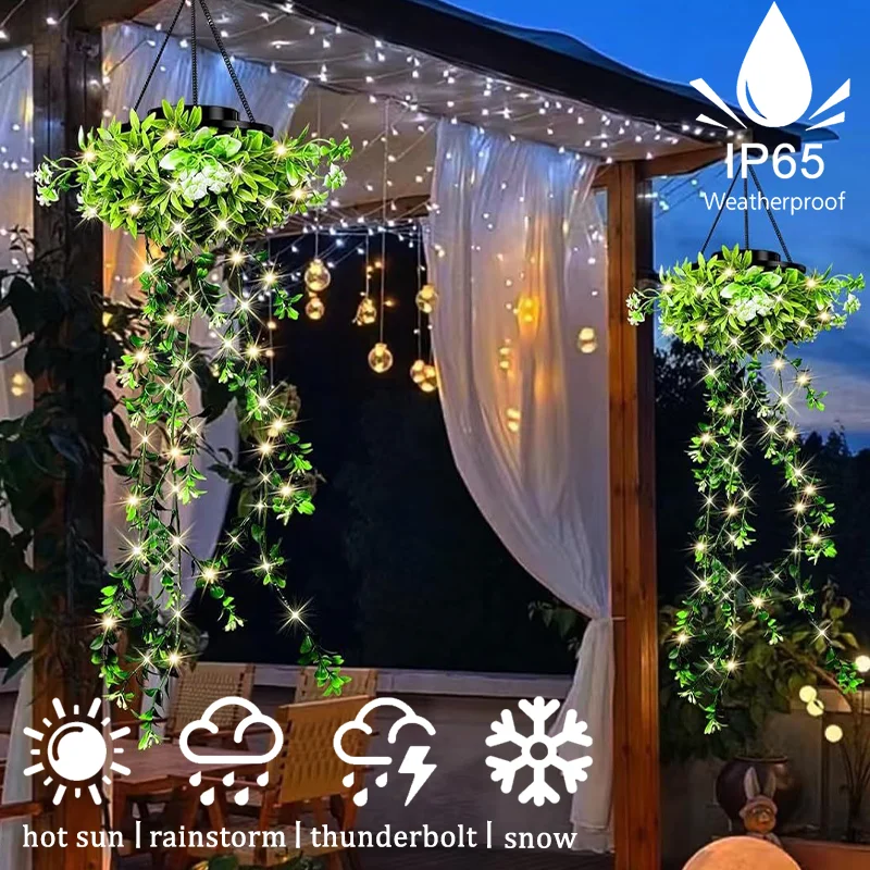 1-2-個ソーラー屋外人工植物アイビーランプ防水吊り下げ植物ライトガーデンバルコニー装飾風景装飾ランプ