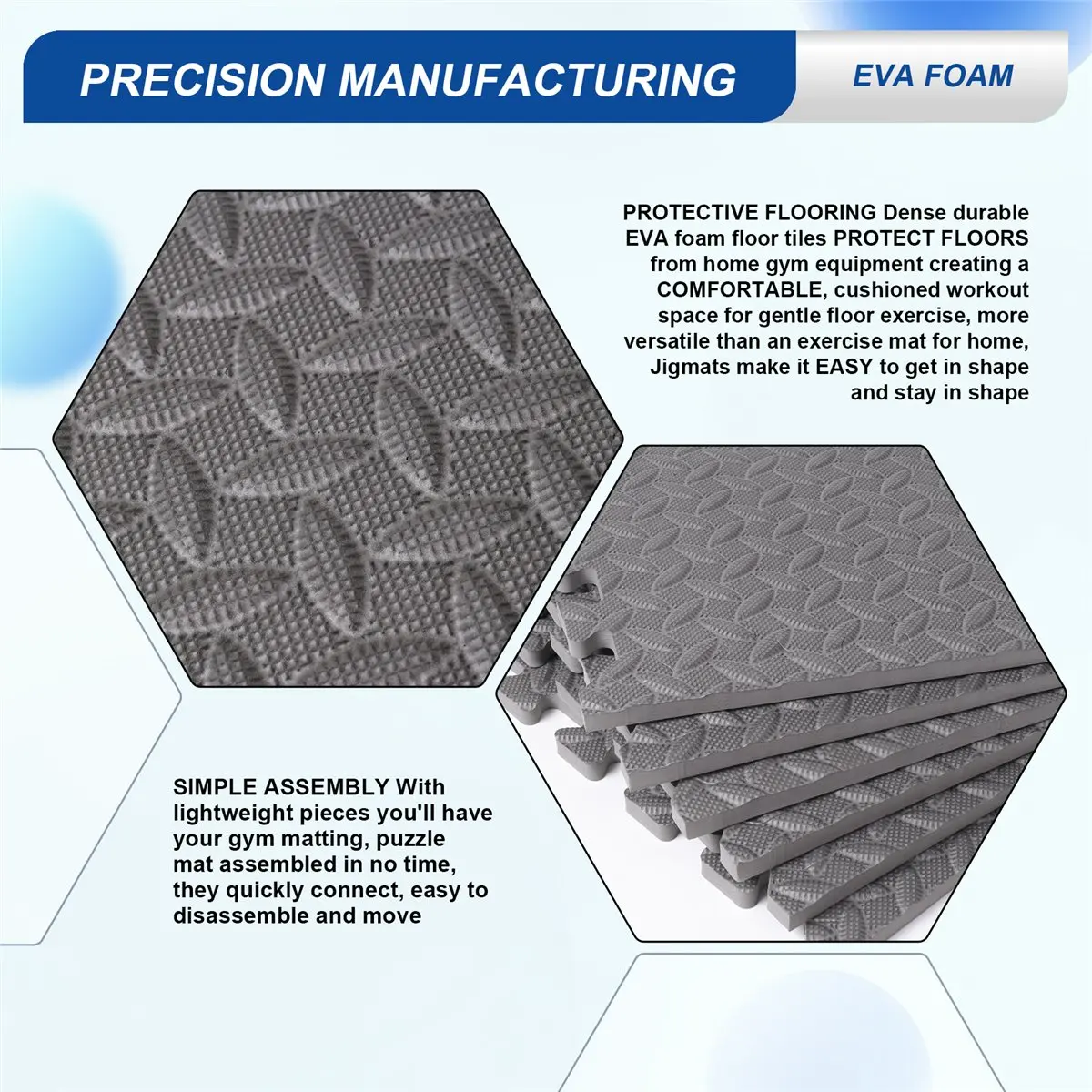 MALL 12Pcs Mats and Home Gym Floor Foam Floor Mats Exercise Mat Floor Matt for Floors Foam Flooring Tiles Gray