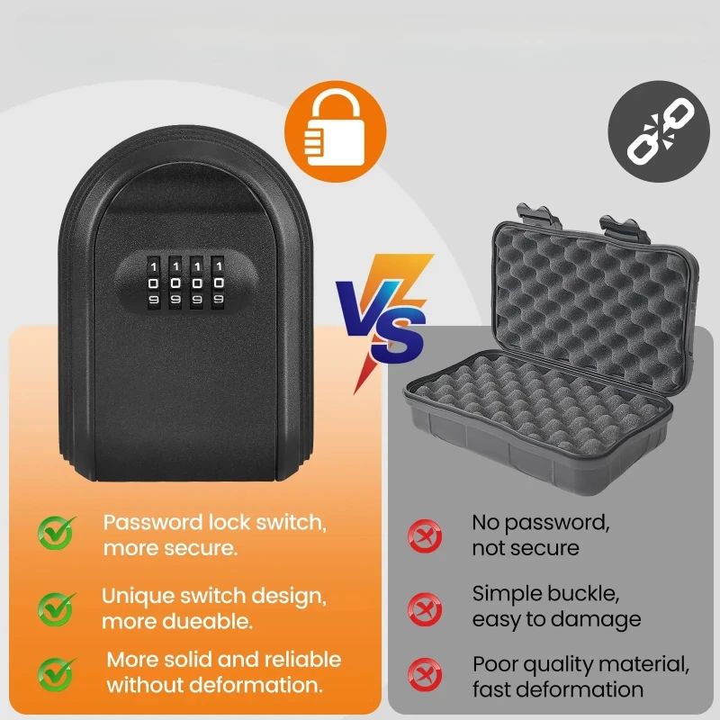 Magnetic Key Box Hider Under Car with 4 Digit Combination with Strong Magnet Lock Box Hide Key Outdoors Waterproof with Signal