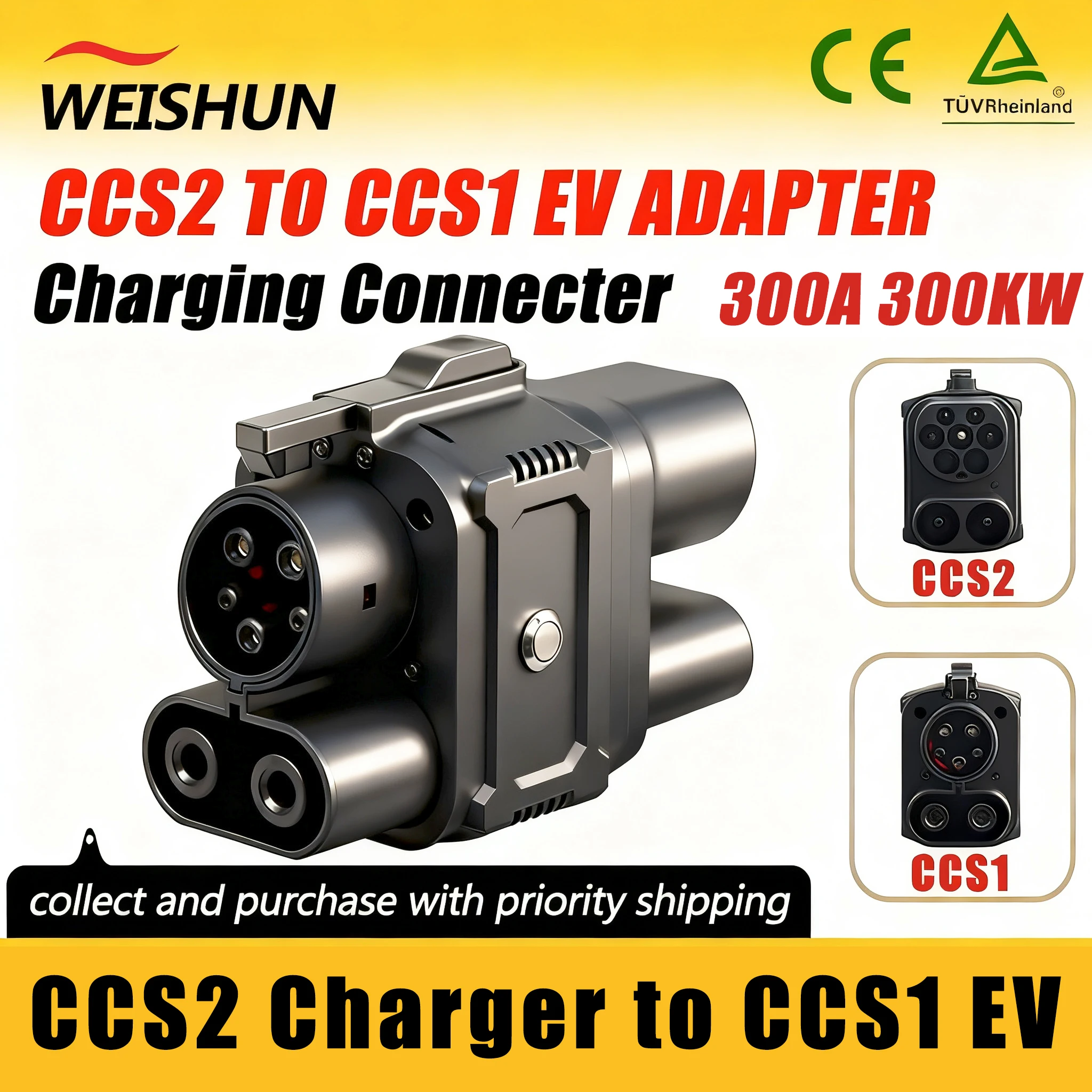 

CCS2 TO CCS1 EV Adapter Electric Vehicle Charger Connecter for CCS2 Charger To CCS1 Electric Car Adapter