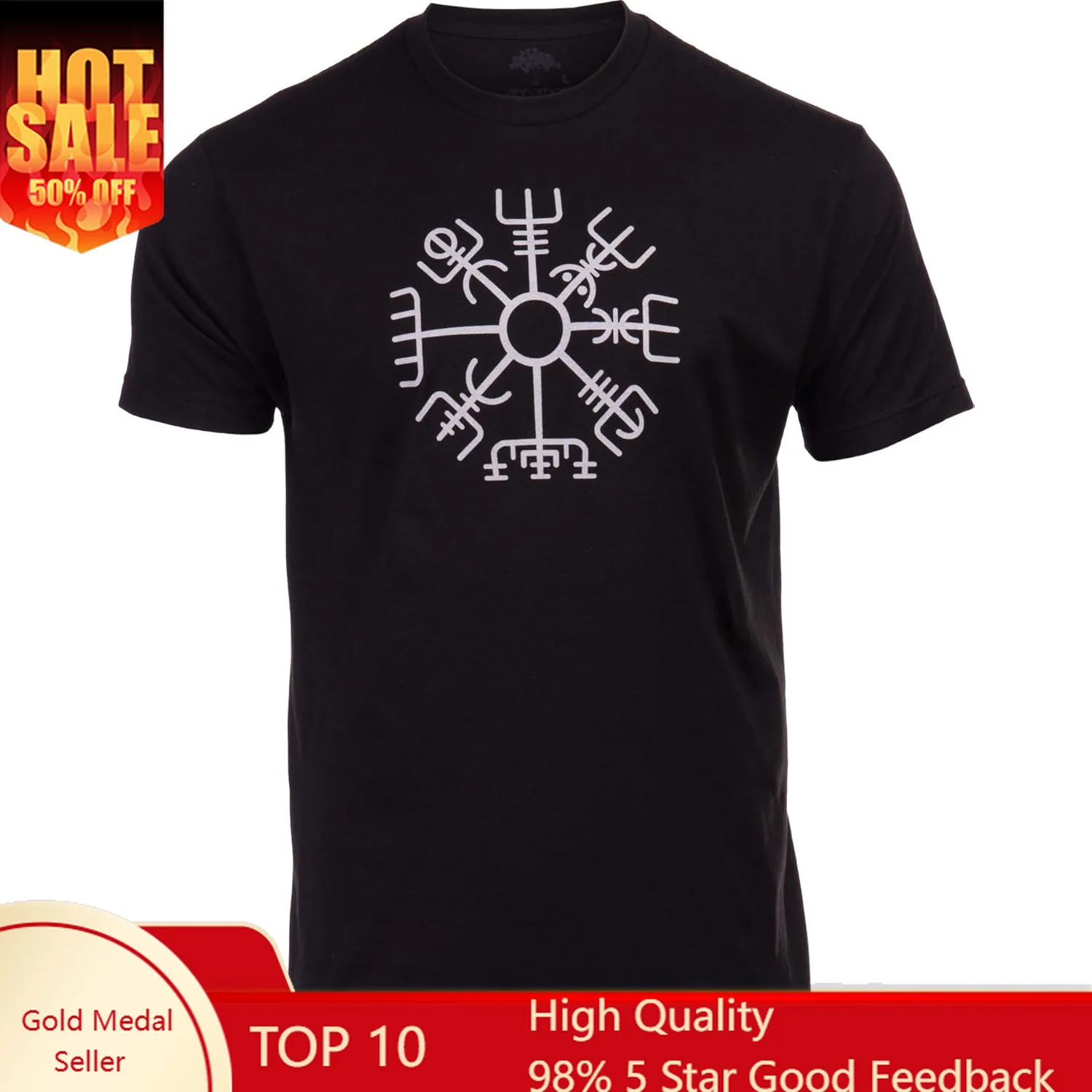 Vegvisir | Nordic Viking Rune Compass Norse Germanic Icelandic Pagan Magic Symbol T-Shirt