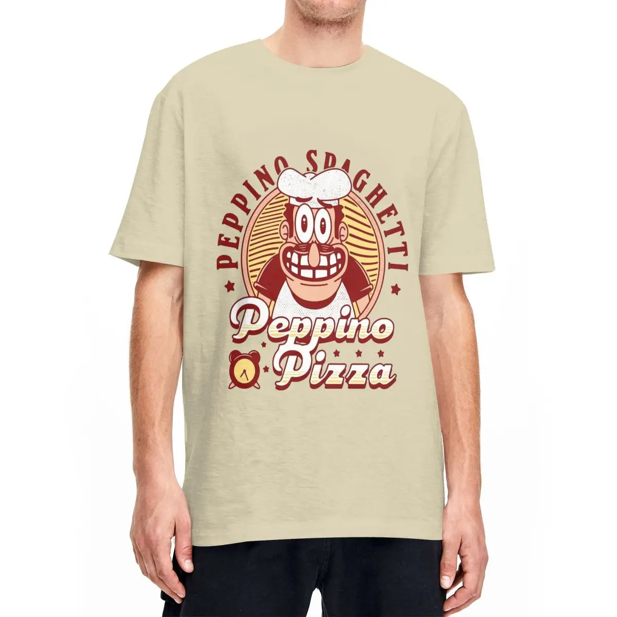 Pizza Tower Peppino Pizza Emblem T Shirt Men Women 100% Cotton Vintage T-Shirts Round Collar Tees Short Sleeve Clothes Party