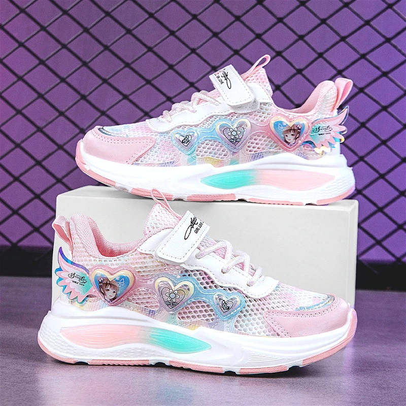 

New Girls Sneakers Princess Style Fashion Cute Print Kids Casual Shoe Outdoor Non-slip School Running Hiking Children Sport Shoe