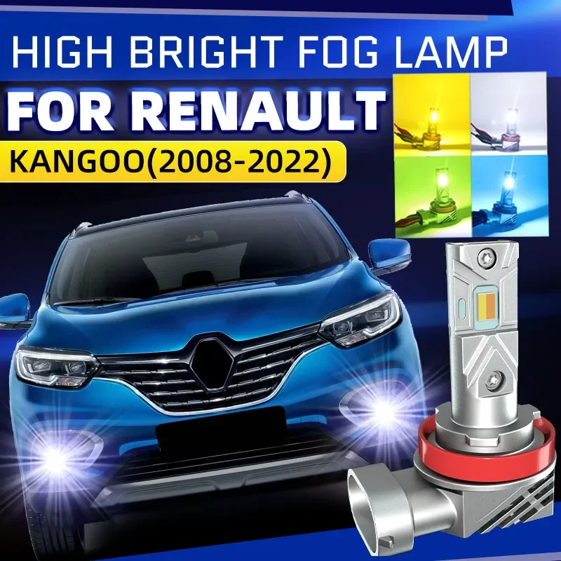 2×Car LED Front Fog Lights Bulbs Dual Colors Switchback White Yellow For Renault Kadjar HA HL Kangoo Grand Kangoo Bebop Express