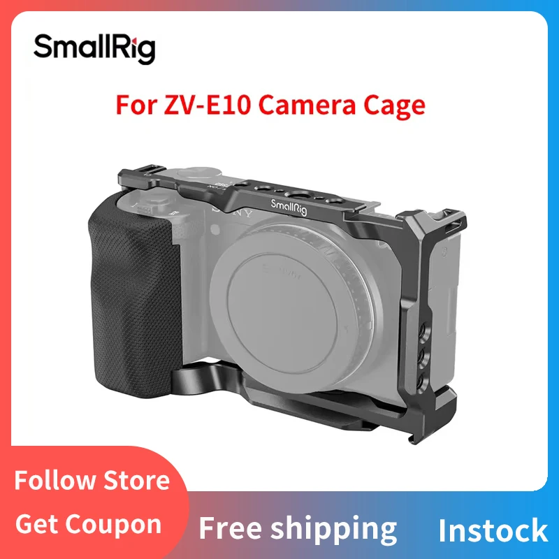 SmallRig for Sony ZV-E10 Full Camera Cage with Silicone Handle Quick Release Plate Cold Shoe - 3538B