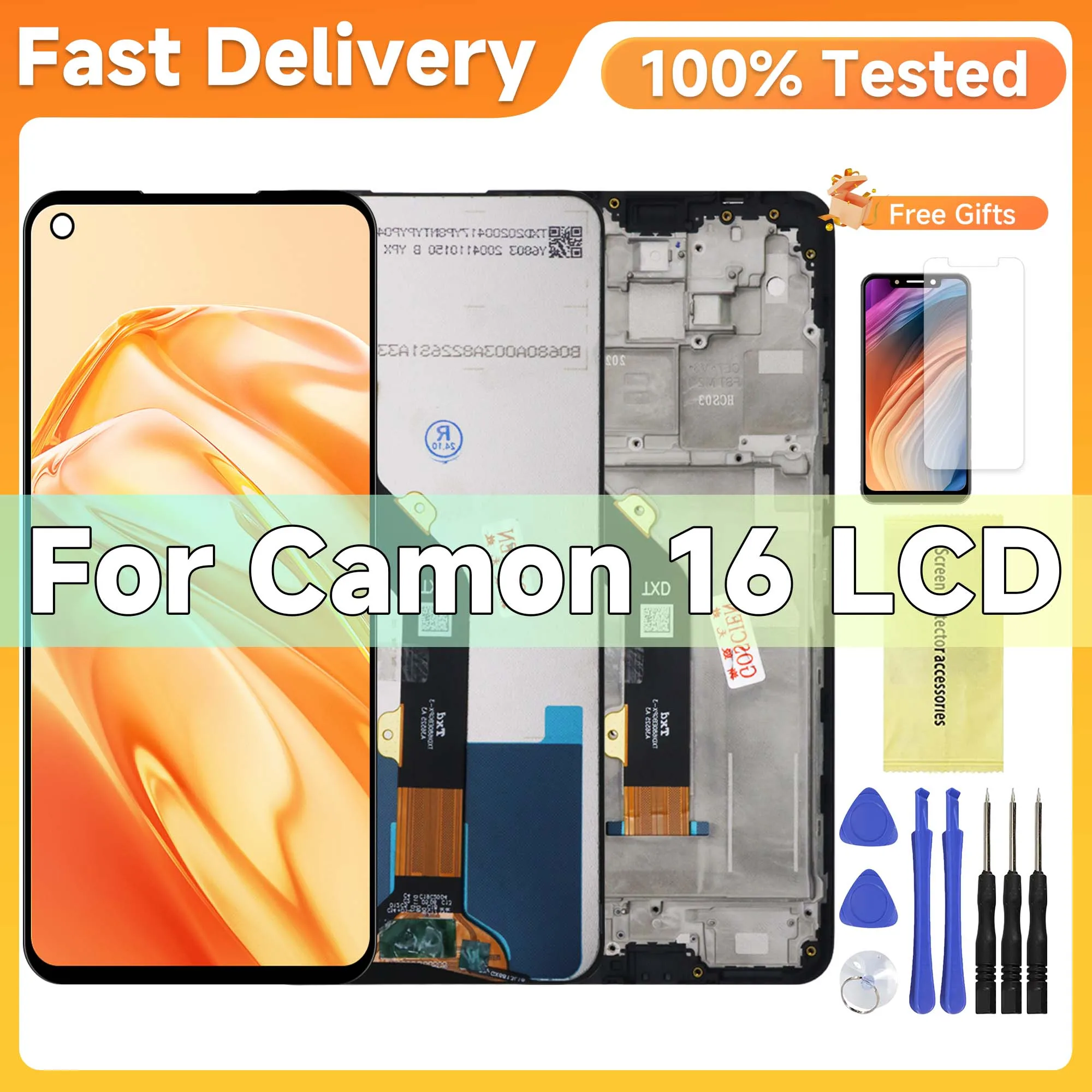 

6.8" Display For Tecno Camon 16 CE7 LCD Display Touch Screen Digitizer Assembly For Tecno CE7j CE9h LCD Repair Replacement Parts