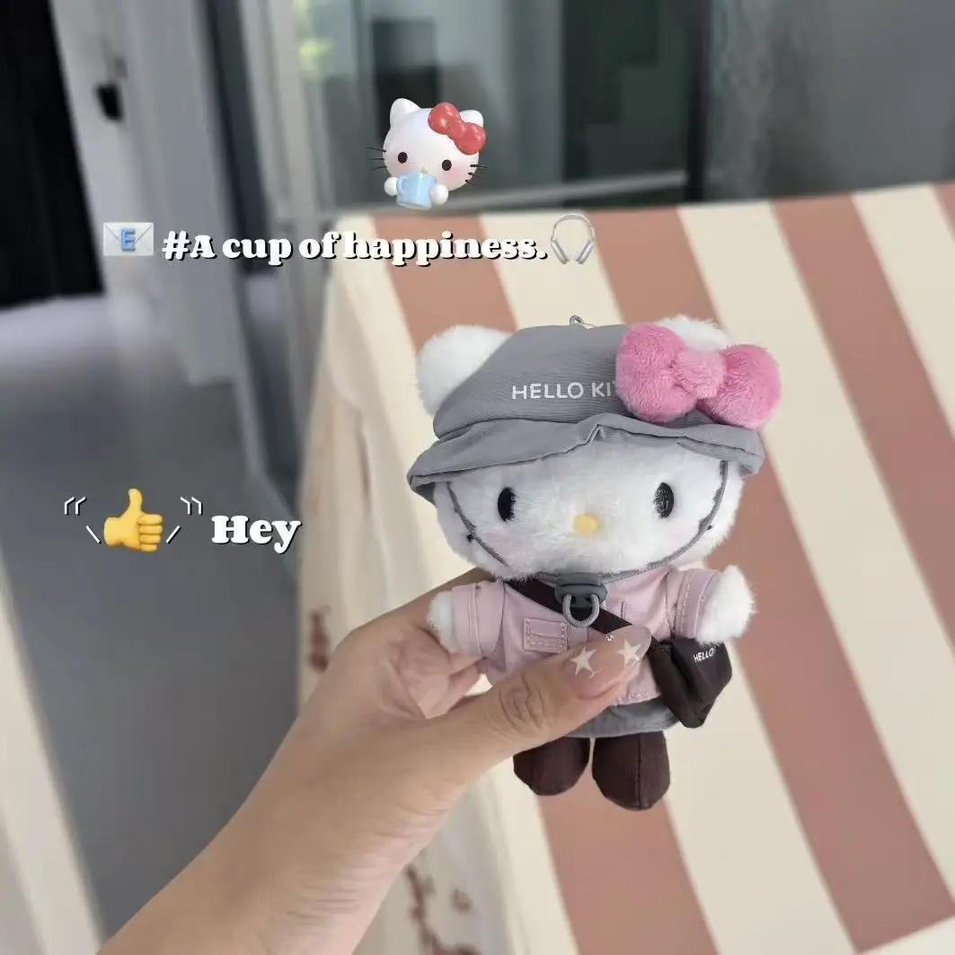 Sanrio Hello Kitty Cross-Dressing Outdoor Camping Outfit Metal Star Shaped Buckle Keychain Backpack Pendant Collect Doll Gift