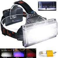 High Power COB Headlamp USB Rechargeable Headlight 500M Long Range Head Front Light Waterproof Head Flashlight with Tail Warning