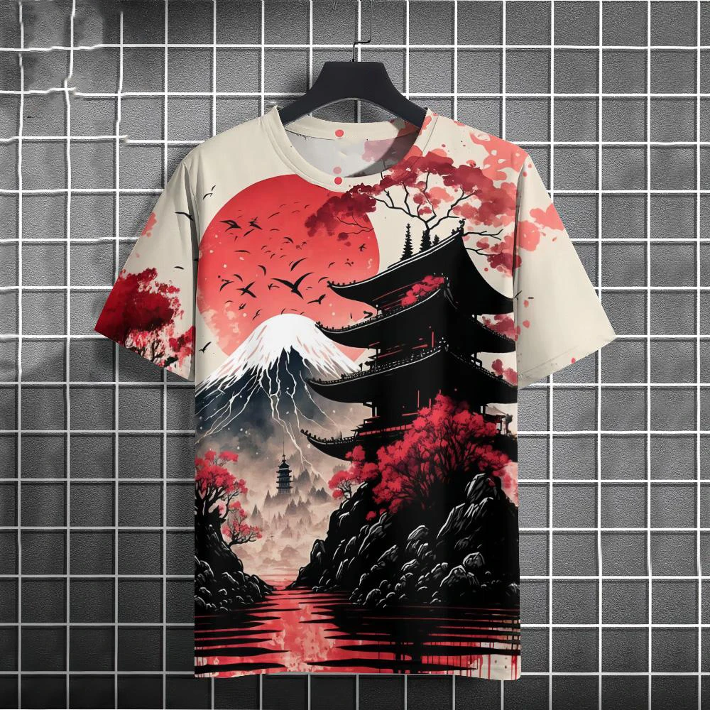 Japanese Samurai Style T-Shirts Warrior Pattern 3D Print Men New Short Sleeve T Shirt Oversized Harajuku Tees Tops Kids Clothing