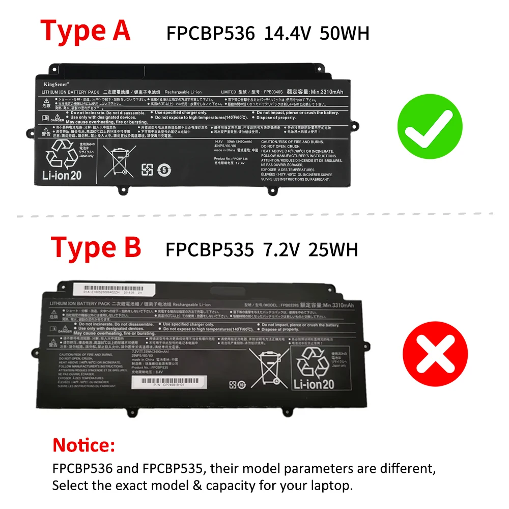 KingSener 14.4V 50WH 3490mAh FPB0340S Laptop Battery For Fujitsu FPCBP536 LifeBook U937 U938 U939 U939X CP737634-01