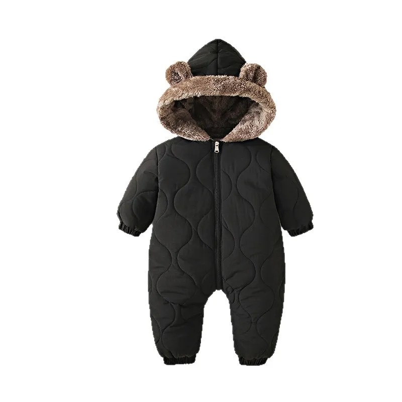 Neuer süßer Baby-Winteroverall mit Bärenohren und Kapuze, Kälteschutz-Skibekleidung, verdickte Baumwolle und Samt-Innenseite, Neugeborenen-Jumpsuit 0-2 Jahre – Detail 23