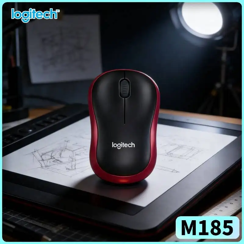 Logitech M185 Hybrid-Notebook Mouse Auto-Sleep 1 AA Battery 12-Month Life 10m Range 1000 DPI Tracking Home Office Tool