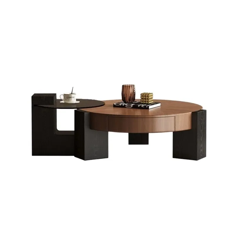 for Italian minimalist living room solid wood coffee table combination light luxury designer round coffee table antique small