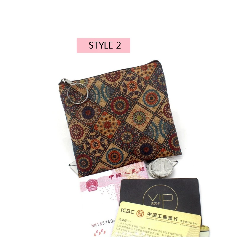 Vintage Fashion Real Wood Grain Printing Coin Purse Bark Cork Grain Coin Bag Casual Nostalgic Clutch Key New Small Square Bag