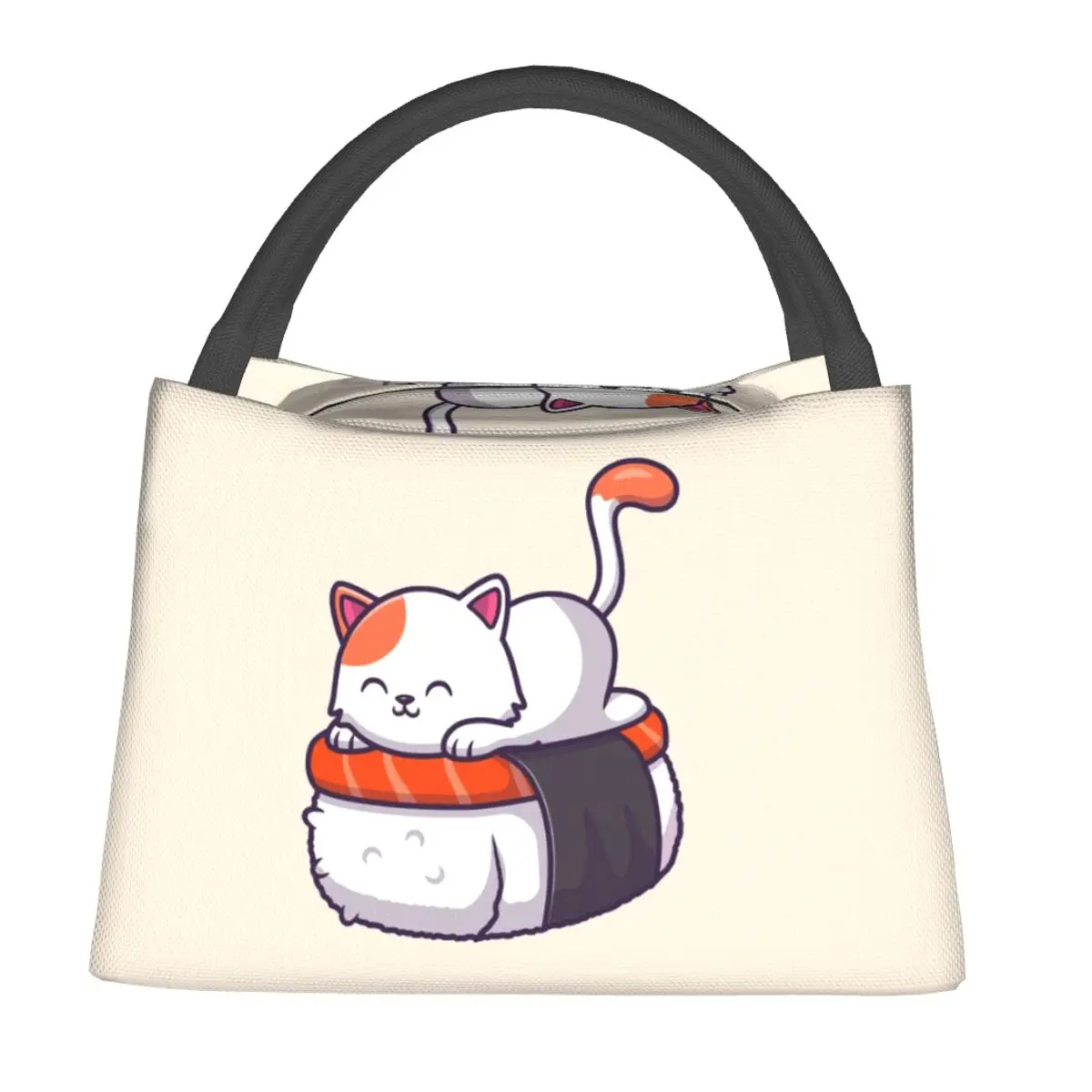 Sushi Neko Cat Lunch Bags Insulated Bento Box Resuable Lunch Tote Picnic Bags Cooler Thermal Bag for Woman Girl School